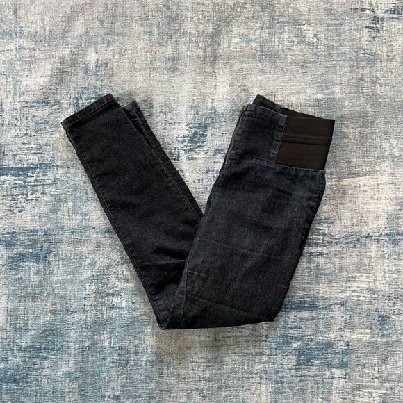 Heart Breaker Dark Wash Elastic Waist Zippered Skinny Jeans Medium - Picture 1 of 7